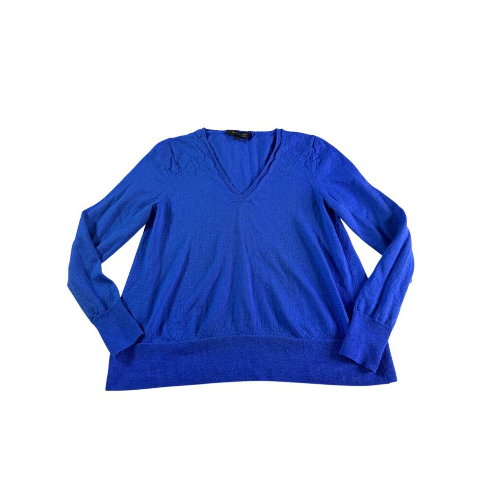 Banana Republic Merino Trapeze Sweater M Royal Blue 100% Wool V Neck